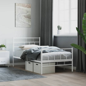 Berkfield Metal Bed Frame with Headboard and Footboard White 90x190 cm