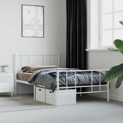 Berkfield Metal Bed Frame with Headboard and Footboard White 90x200 cm
