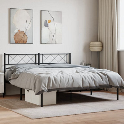 Berkfield Metal Bed Frame with Headboard Black 120x190 cm 4FT Small Double