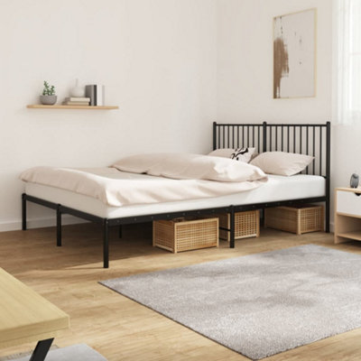 Berkfield Metal Bed Frame with Headboard Black 150x200 cm 5FT King Size