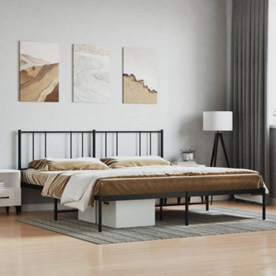 Berkfield Metal Bed Frame with Headboard Black 180x200 cm 6FT Super King