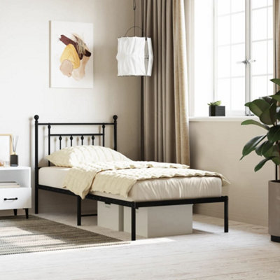 Berkfield Metal Bed Frame with Headboard Black 90x200 cm | DIY at B&Q