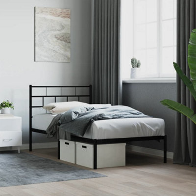 Berkfield Metal Bed Frame with Headboard Black 90x200 cm | DIY at B&Q