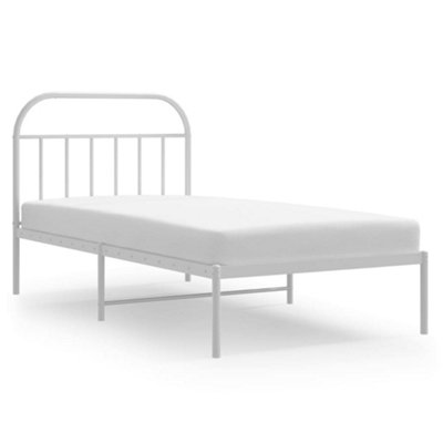 Berkfield Metal Bed Frame with Headboard White 107x203 cm