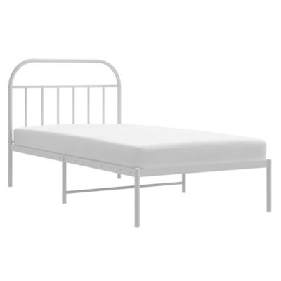 Berkfield Metal Bed Frame with Headboard White 107x203 cm