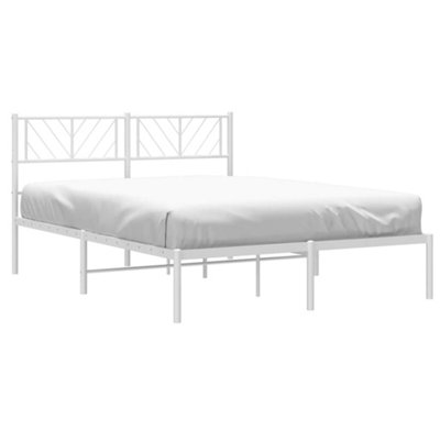 Berkfield Metal Bed Frame with Headboard White 120x190 cm