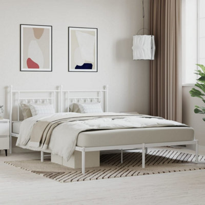 Berkfield Metal Bed Frame with Headboard White 180x200 cm | DIY at B&Q