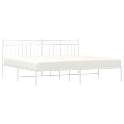 Berkfield Metal Bed Frame with Headboard White 200x200 cm