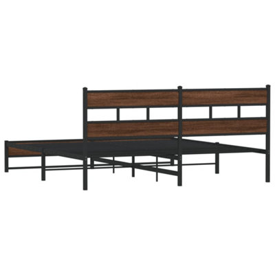 Berkfield Metal Bed Frame without Mattress Brown Oak 183x213 cm