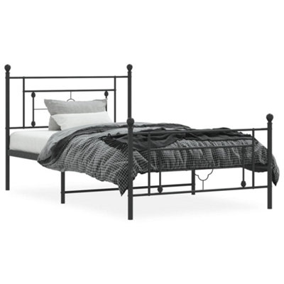 Berkfield Metal Bed Frame without Mattress with Footboard Black 107x203cm