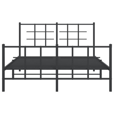 Berkfield Metal Bed Frame without Mattress with Footboard Black 135x190cm