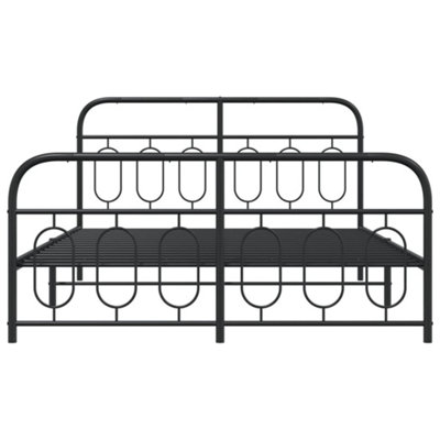 Berkfield Metal Bed Frame without Mattress with Footboard Black 140x190cm