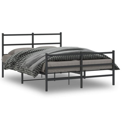 Berkfield Metal Bed Frame without Mattress with Footboard Black 140x200cm