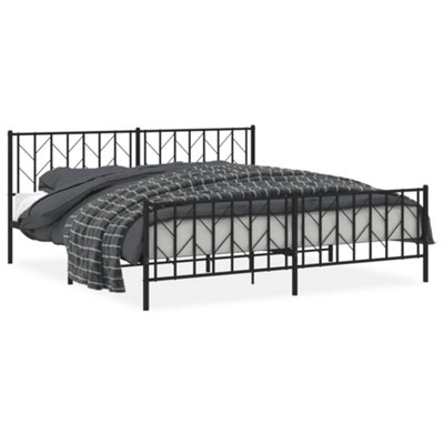 Berkfield Metal Bed Frame without Mattress with Footboard Black 193x203cm