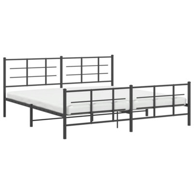 Berkfield Metal Bed Frame without Mattress with Footboard Black 193x203cm