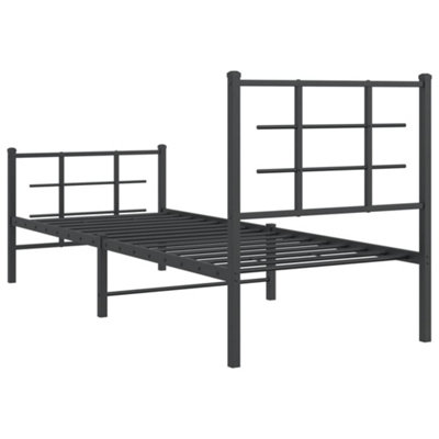 Berkfield Metal Bed Frame without Mattress with Footboard Black 75x190cm