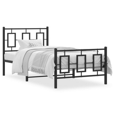 Berkfield Metal Bed Frame without Mattress with Footboard Black 90x190cm