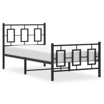 Berkfield Metal Bed Frame without Mattress with Footboard Black 90x190cm