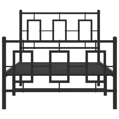Berkfield Metal Bed Frame without Mattress with Footboard Black 90x190cm