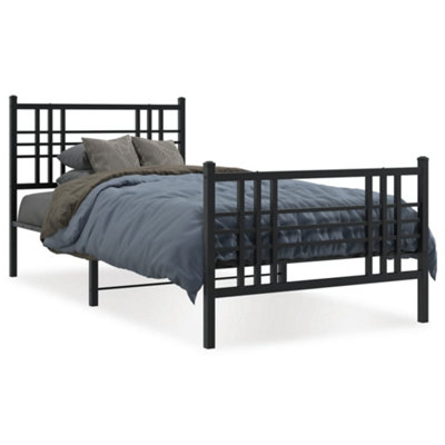 Berkfield Metal Bed Frame without Mattress with Footboard Black 90x190cm