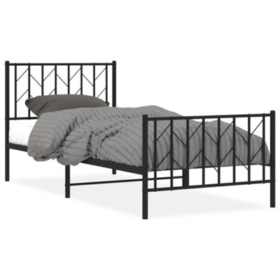 Berkfield Metal Bed Frame without Mattress with Footboard Black 90x190cm