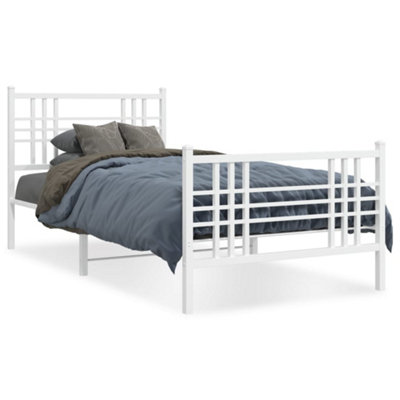 Berkfield Metal Bed Frame without Mattress with Footboard White 100x190cm