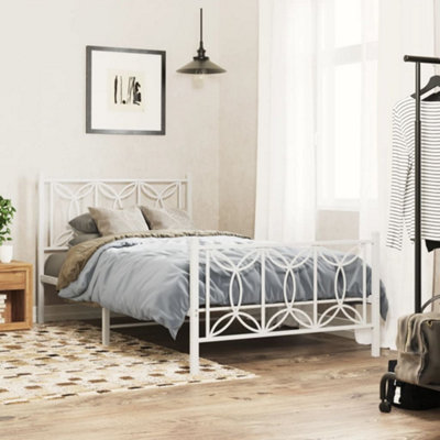 Berkfield Metal Bed Frame without Mattress with Footboard White 100x190cm