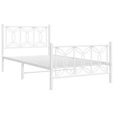 Berkfield Metal Bed Frame without Mattress with Footboard White 100x190cm