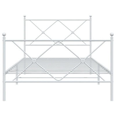 Berkfield Metal Bed Frame without Mattress with Footboard White 107x203cm