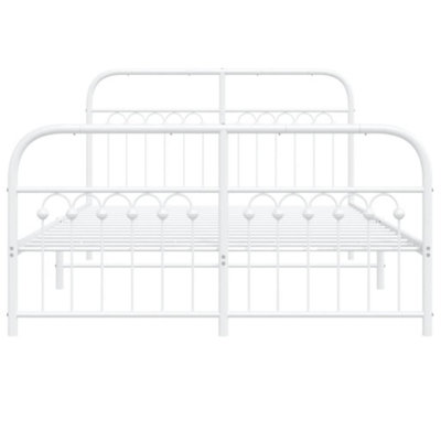 Berkfield Metal Bed Frame without Mattress with Footboard White 137x190cm