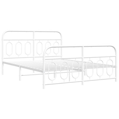 Berkfield Metal Bed Frame without Mattress with Footboard White 140x190cm