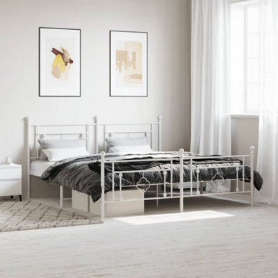 Berkfield Metal Bed Frame without Mattress with Footboard White 180x200cm