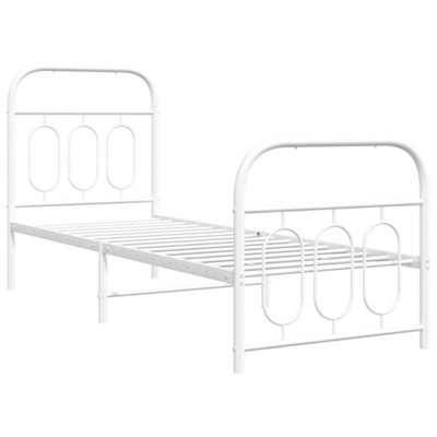 Berkfield Metal Bed Frame without Mattress with Footboard White 75x190cm