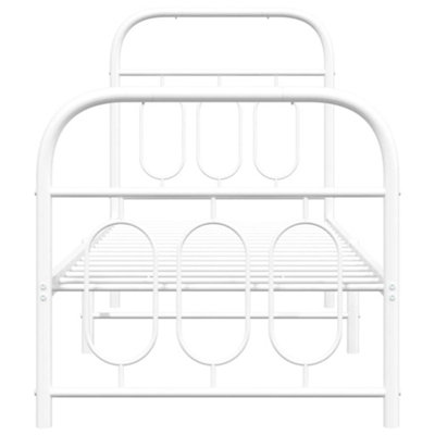 Berkfield Metal Bed Frame without Mattress with Footboard White 75x190cm