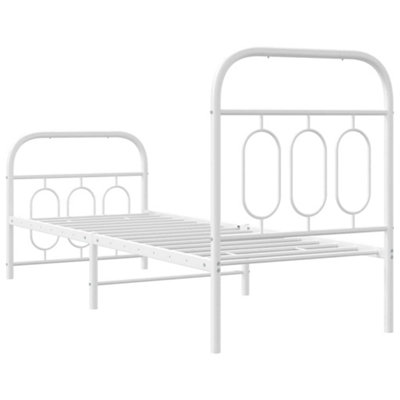 Berkfield Metal Bed Frame without Mattress with Footboard White 75x190cm