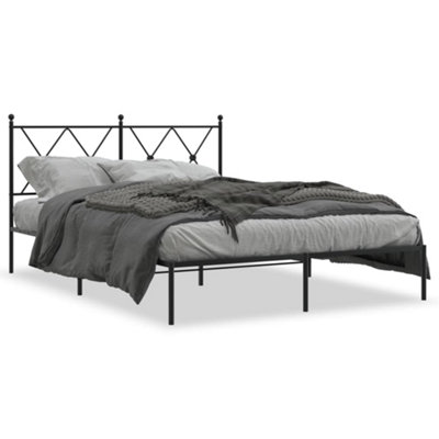 Berkfield Metal Bed Frame without Mattress with Headboard Black 135x190cm