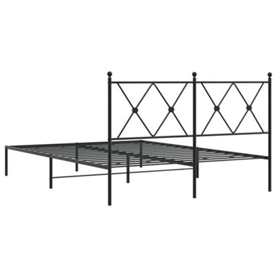 Berkfield Metal Bed Frame without Mattress with Headboard Black 135x190cm
