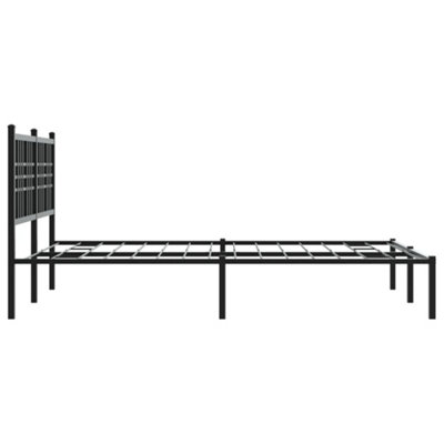 Berkfield Metal Bed Frame without Mattress with Headboard Black 135x190cm