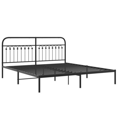 Berkfield Metal Bed Frame without Mattress with Headboard Black 183x203cm