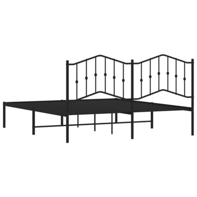 Berkfield Metal Bed Frame without Mattress with Headboard Black 183x213cm