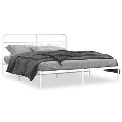 Berkfield Metal Bed Frame without Mattress with Headboard White 183x213cm