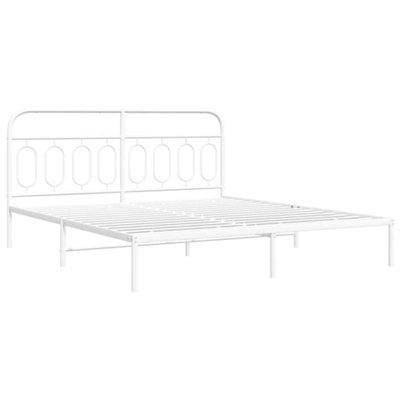 Berkfield Metal Bed Frame without Mattress with Headboard White 183x213cm