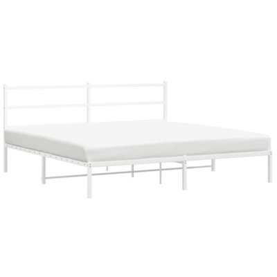 Berkfield Metal Bed Frame without Mattress with Headboard White 193x203cm