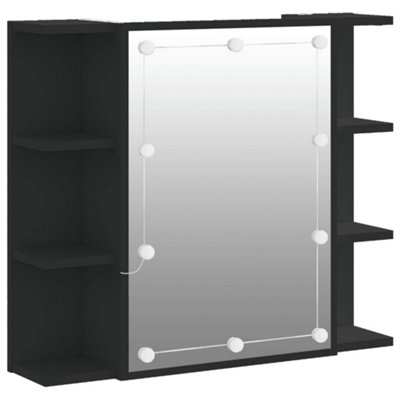 Gecheer LED Mirror Cabinet - White, 70cm W X 60cm H X 16.5cm D, Engineered Wood, Built-in Lighting With USB, 60kg Capacity, Bathroom Storage