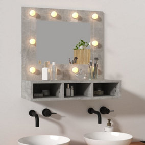 Berkfield Mirror Cabinet with LED Concrete Grey 60x31.5x62 cm