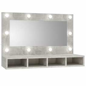 Berkfield Mirror Cabinet with LED Concrete Grey 90x31.5x62 cm