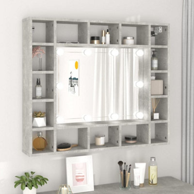 Berkfield Mirror Cabinet with LED Concrete Grey 91x15x76.5 cm Price Comparisons | Compare The Build
