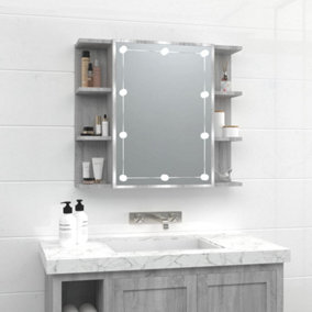 Berkfield Mirror Cabinet with LED Grey Sonoma 70x16.5x60 cm