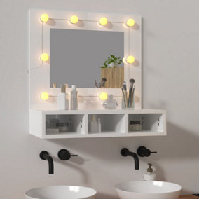 Berkfield Mirror Cabinet with LED High Gloss White 60x31.5x62 cm