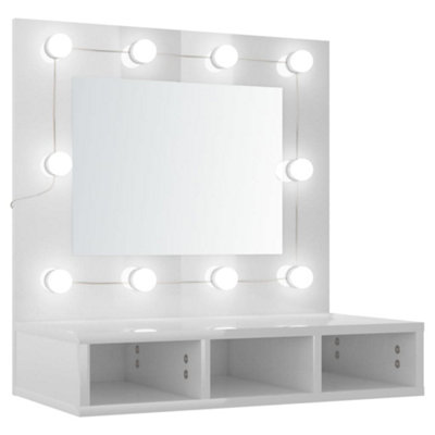 Berkfield Mirror Cabinet with LED High Gloss White 60x31.5x62 cm